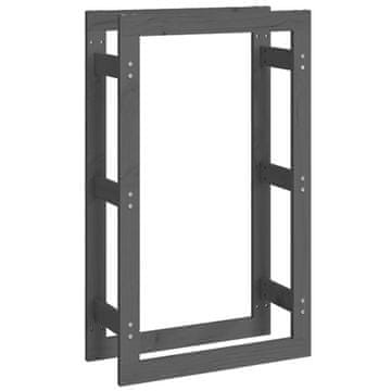 Vidaxl Stalak za drva za ogrjev sivi 60x25x100 cm masivna borovina
