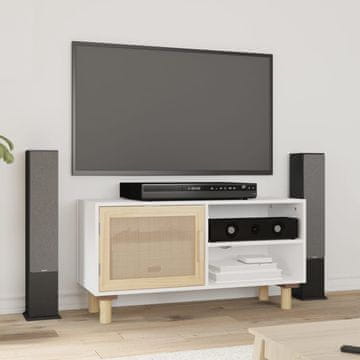 Vidaxl TV stalak bijeli 80x30x40 cm borovina i ratan