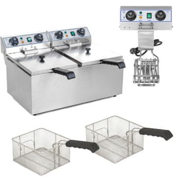 Royal Catering Električna friteza s dvije komore TIMER 2x9L