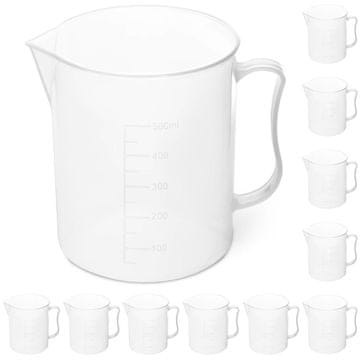 BE PLASTIČNA LABORATORIJSKA ČAŠA S MJERNOM GRADUACIJOM 500ML - 10 KOM.