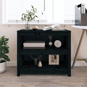 Vidaxl Polica za knjige crna 80x35x68 cm masivno borovo drvo