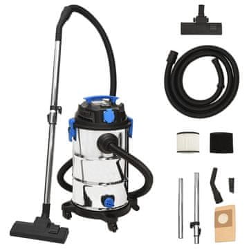 Vidaxl Usisavač za mokro i suho usisavanje, 1200 W, 30 L, srebrni