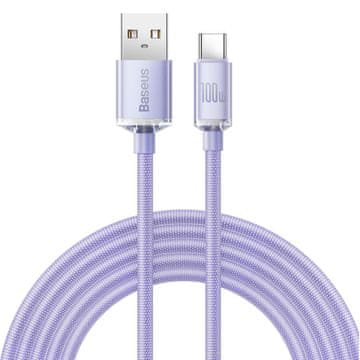 BASEUS Kabel za brzo punjenje i prijenos podataka USB USB-C 100W 2m ljubičasti