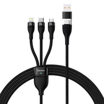 BASEUS 4-u-1 USB+USB-C na USB-C / iPhone Lightning / micro USB kabel 1,2 m - crni