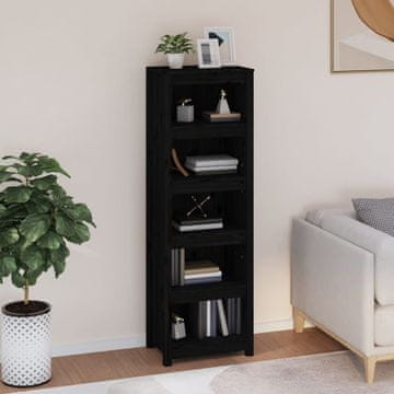 Vidaxl Biblioteka crna 50x35x154 cm masivno borovo drvo