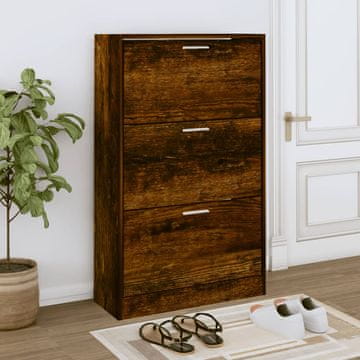 Vidaxl Stalak za cipele dimljeni hrast 63x24x103 cm