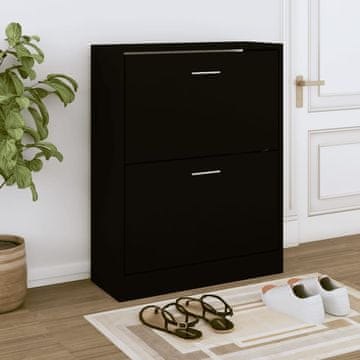 Vidaxl Ormarić za cipele Crni 63x24x81 cm Materijal na bazi drveta