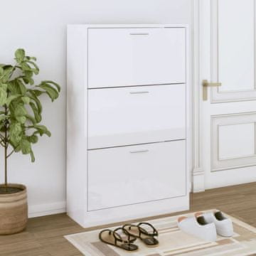 Vidaxl Ormarić za cipele visoki sjaj bijeli 63x24x103 cm