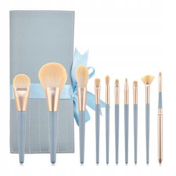 Elegantni set kistova za šminkanje 10 kom + kutijica, plava