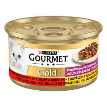 Gourmet GOLD junetina i piletina, pirjani i pečeni komadi, 12x85 g