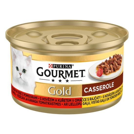 Gourmet Gold Casserole s govedinom i piletinom u umaku od rajčice, 24x85 g