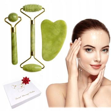 SET ZA MASAŽU LICA S ŽADITOM 2x VALJAK + GUA SHA