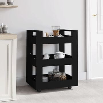 Vidaxl Kuhinjska kolica, crna, 60x45x80 cm, materijal na bazi drva