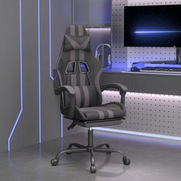Vidaxl Gamerska stolica s osloncem za noge, crna i siva, umjetna koža
