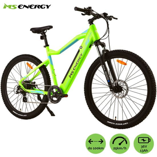 MS ENERGY električni bicikl m11, brdski, 250W 30Nm motor, do 25km/h, crno-zelena