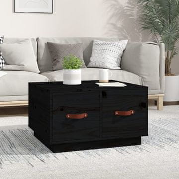 Vidaxl Klub stolić crni 60x53x35 cm masivni borov drvo