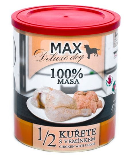 FALCO MAX Deluxe konzerve za odrasle pse, 1/2 piletina s goveđim vimenima, 8x 800 g