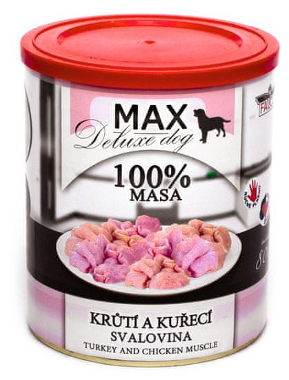 FALCO MAX Deluxe konzerve za odrasle pse, s piletinom i puretinom, 8x 800 g