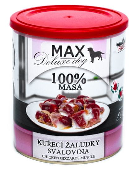 FALCO MAX Deluxe konzerve za odrasle pse, s pilećim želucima i nemasnim mesom, 8x 800 g