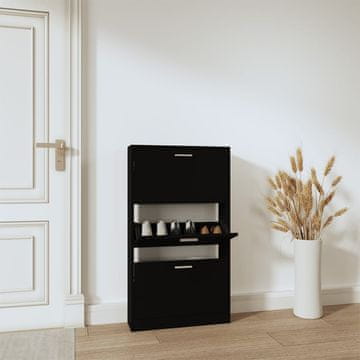 Vidaxl Ormarić za cipele, crni, 59x17x108 cm, materijal na bazi drva