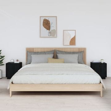 Vidaxl Noćni ormarići, set od 2, crni, 40x34x45 cm, masivni borov drvo