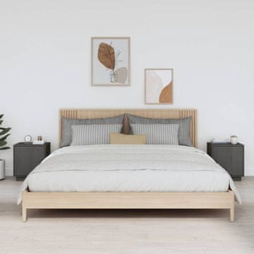 Vidaxl Noćni ormarići, set od 2, sivi, 40x34x45 cm, masivni borov drvo