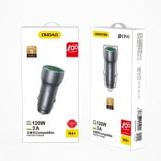 DUDAO R4+ auto punjač 2x USB 120W 3A, siva