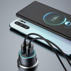 DUDAO R4+ auto punjač 2x USB 120W 3A, siva