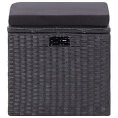 Vidaxl 6-dijelna vrtna garnitura od poliratana s jastucima crna