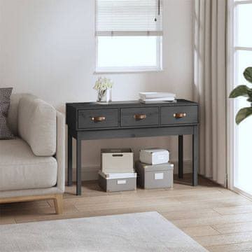 Vidaxl Konzolni stolić sivi 114x40x75 cm masivni borov drvo