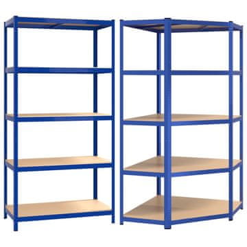 Vidaxl Police s 5 razina 2 kom plave od čelika i konstruiranog drva