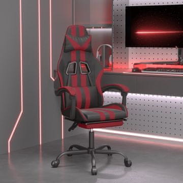 Vidaxl Gamerska stolica s osloncem za noge, crna i vinska, umjetna koža