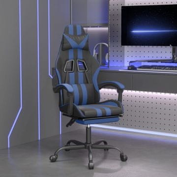 Vidaxl Gamerska stolica s osloncem za noge, crna i plava, umjetna koža