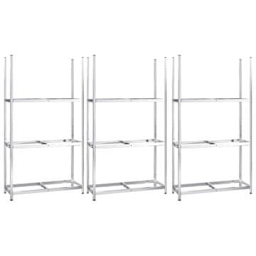 Vidaxl Stalci za gume s 3 razine 3 kom srebrni 110x40x200 cm čelični