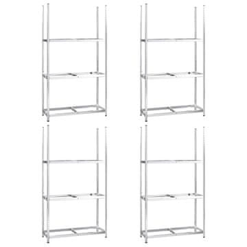 Vidaxl Stalci za gume s 3 razine 4 kom srebrni 110x40x200 cm čelični
