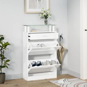 Vidaxl Ormarić za cipele visoki sjaj bijeli 63x24x104 cm