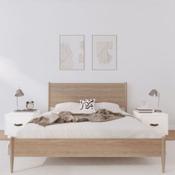 Vidaxl Noćni ormarići, set od 2, bijeli, 40x34x35 cm, masivni borov drvo