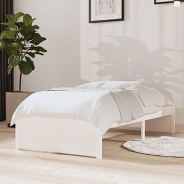 Vidaxl Okvir za krevet od bijelog punog drva 75x190 cm za jednu osobu