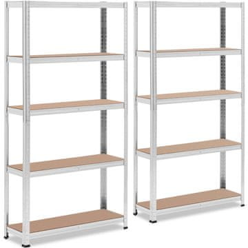 MSW Metalni regal za odlaganje 5 polica 875 kg 90 x 30 x 180 cm sivi 2 kom.