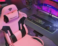 Genesis Nitro 720 gaming stolica, ergonomska, podesiva, 3D nasloni, CareGlide kotači, ružičasto-crna