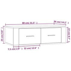 Vidaxl Viseći TV ormarić bijeli 80 x 36 x 25 cm od konstruiranog drva