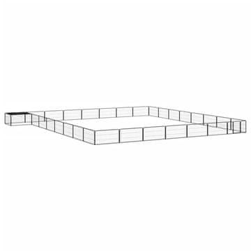 Vidaxl Ograda za pse s 32 panela crna 100 x 50 cm čelik obložen prahom