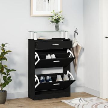 Vidaxl Ormarić za cipele Crni 63x24x104 cm Materijal na bazi drveta