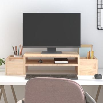 Vidaxl Stalak za monitor, 70x27,5x15 cm, Masivno borovo drvo