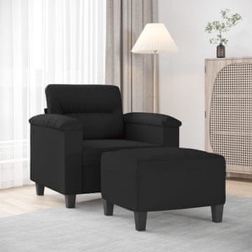 Vidaxl Fotelja s podnožjem, crna, 60 cm, presvlaka od mikrovlakana