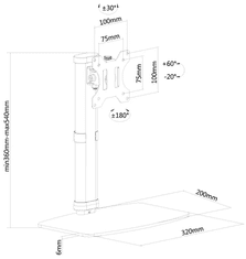 Neomounts FPMA-D890WHITE stolno postolje za monitor do 76 cm, pomično, 6 kg, bijela