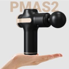 PMAS2 pištolj za masažu, punjiva baterija, 6 stupnjeva snage, 5 nastavaka, crna