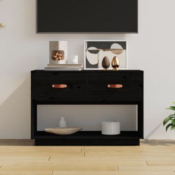 Vidaxl TV ormarić crni 90x40x60 cm masivni borov drvo