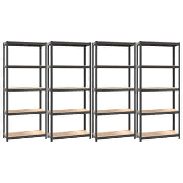 Vidaxl Police s 5 razine 4 kom antracit od čelika i konstruiranog drva