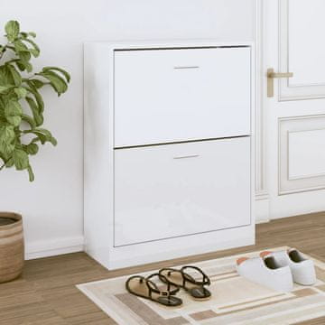 Vidaxl Ormarić za cipele visoki sjaj bijeli 63x24x81 cm